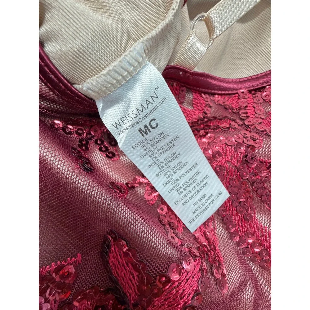 Weissman Kids Maroon Sequin Tulle Dance Costume Tutu Dress Size M